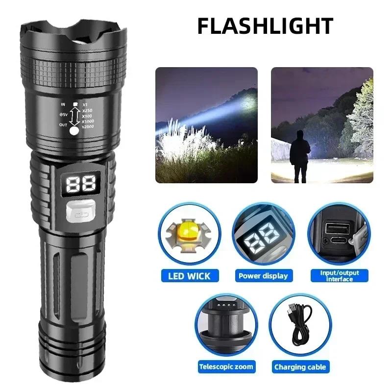 Sales promotion Heinast Super Powerful Portable Torch Strong Light Long Range Flashlight High Power TYPE-C Rechargeable Camping Fishing Lantern