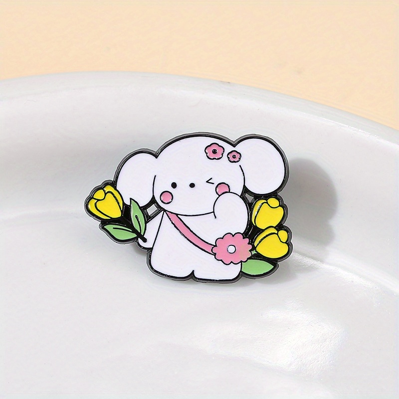 Alloy Oil Drip BadgeRose Puppy Cute BadgeTulip Cartoon Animal BroochAccessoriesBaking Lacquer Lapel Pin