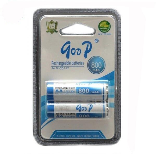 Goop AA Sized 800mAh 1.2V 1 Pair Rechargeable Ni-CD Battery for Toys, Remote Control, Camera, Flashlights, Wireless Mouse & More