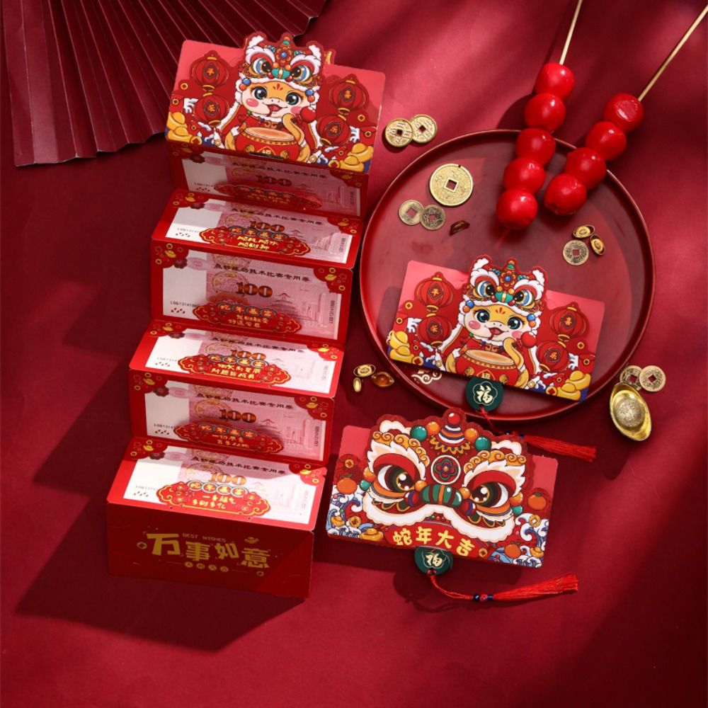 Creative Paper Folding Red Envelope 6/10 Card Position Thickened Fan Red Pocket Chinese Style Lucky Red Bag Children Gifts