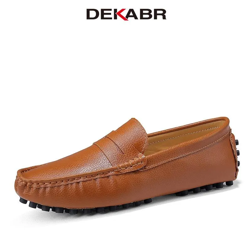 DEKABR New Fashion Men Shoes Lace Up Genuine Hide Casual Comfortable Breathable Non-Slip Flats Shoes Large Size 37-46