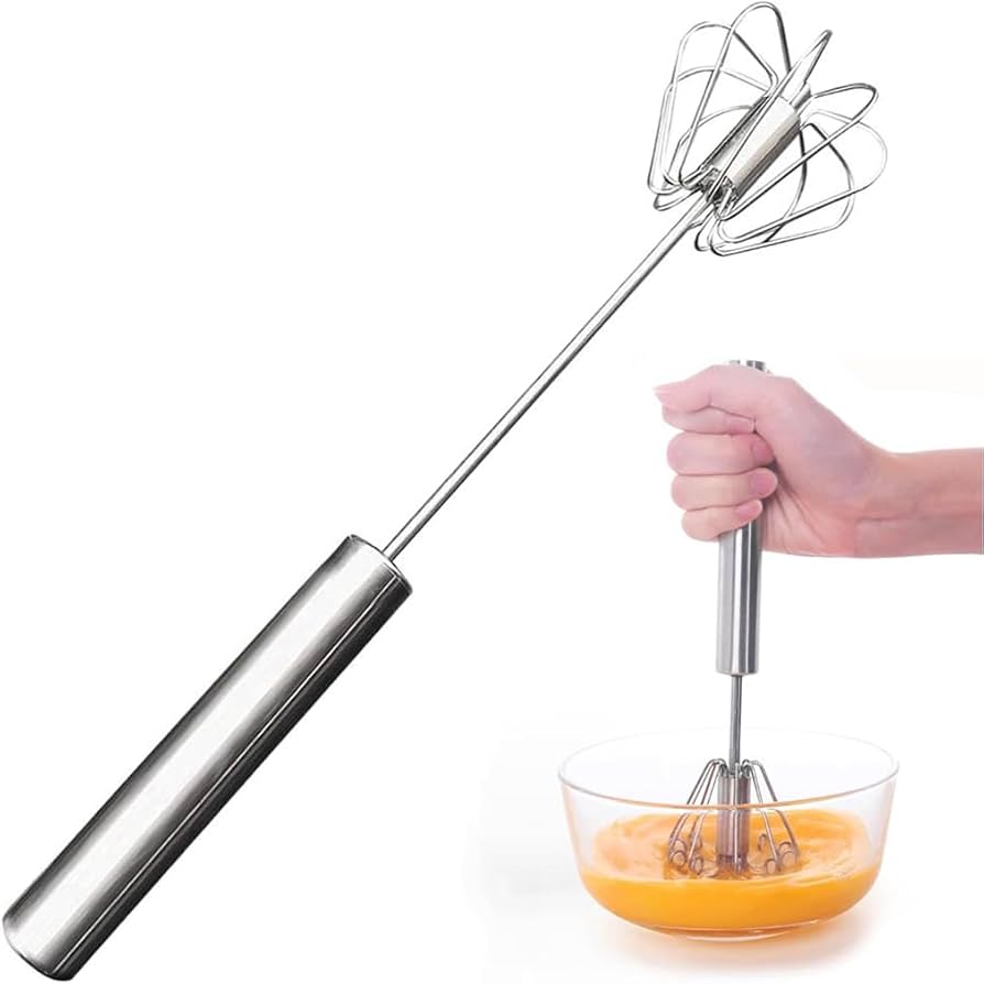 Stainless Steel Hand Mixer Egg Beater Whisk, Hand Push Milk Frother Whisk, Hand Mixer