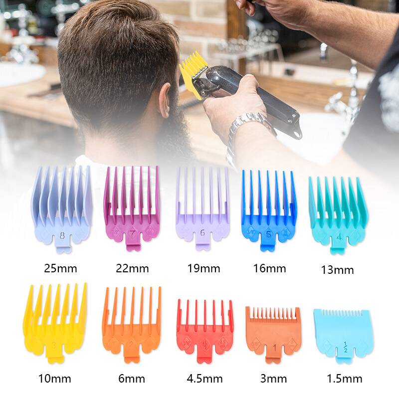Yuanyan 10Pcs/Bag Hair Clipper Limit Comb Guide Limit Comb Trimmer Guards Attachment 3-25mm Universal Colorful