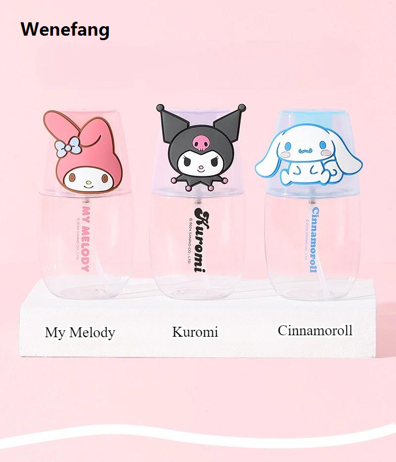Wenefang 60ML Cute Sanrio Cinnamoroll Kuromi Melody men Bottle Water Profesional Bottle Empty Container Travel Press men Bottling