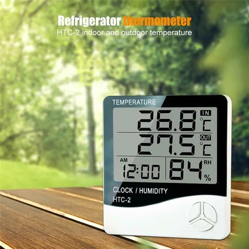 Digital Thermometer Hygrometer Weather Station LCD Clock Remote Sensor Humidity Meter(htc20)