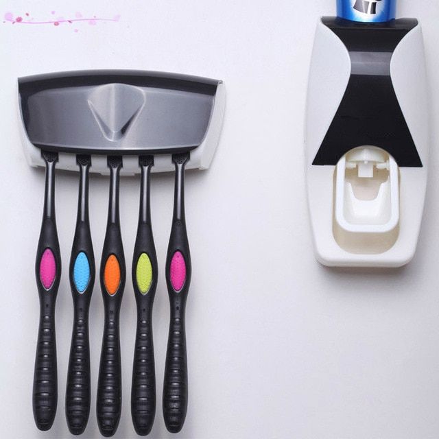 Automatic Toothpaste Dispenser And 5 Tooth Brush Holder For Home Bathroom Acessories