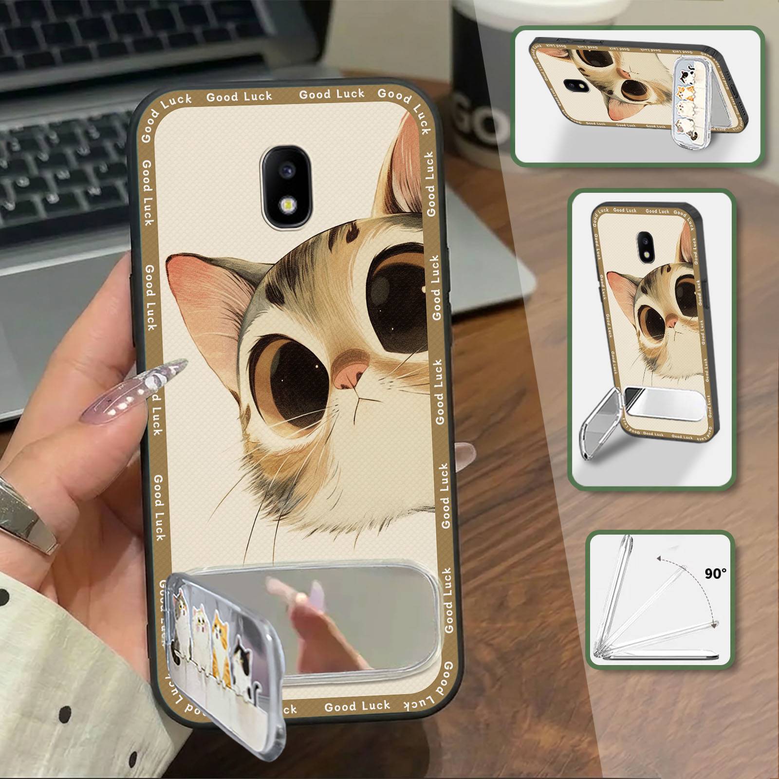 Back Cover Embroidery Phone Case For Samsung Galaxy J330/J3 2017 Kickstand Phone Holder Phone Pouch 3D Cartoon TPU