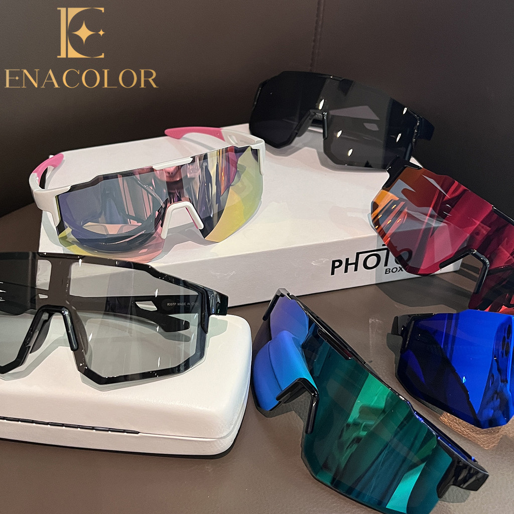 Enacolor New Outdoor Sports Cycling Windproof Sunshade Sunglasses Colorful Men Women Night Riding Color-changing Glasses Sunglasses