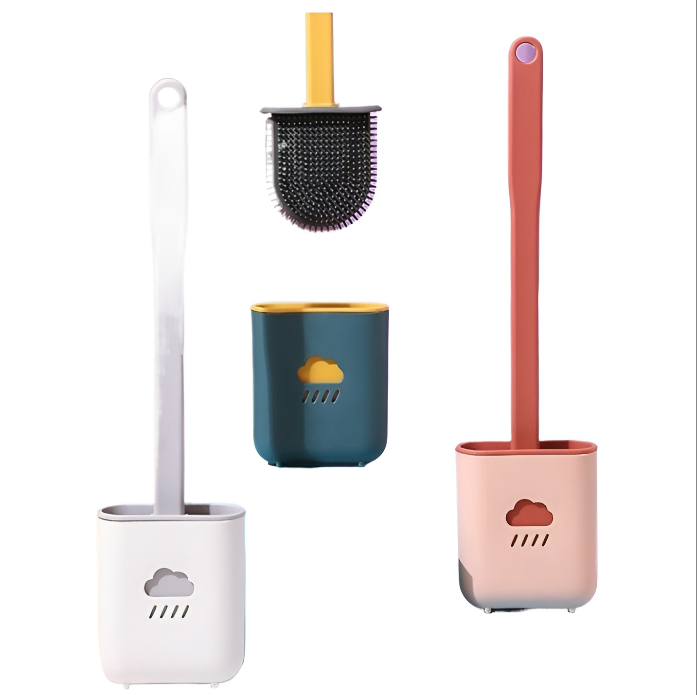Sanduk Silicone Toilet Brush with Toilet Brush Holder Creative Cleaning Brush Set