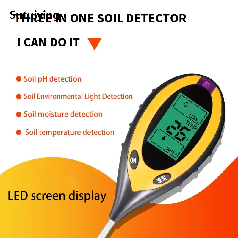 Sutuiying Soil PH and Humidity Tester Nutrient Water Tester High Precision High Quality Household Gardening Flower Grass Fertility Meter 1pc