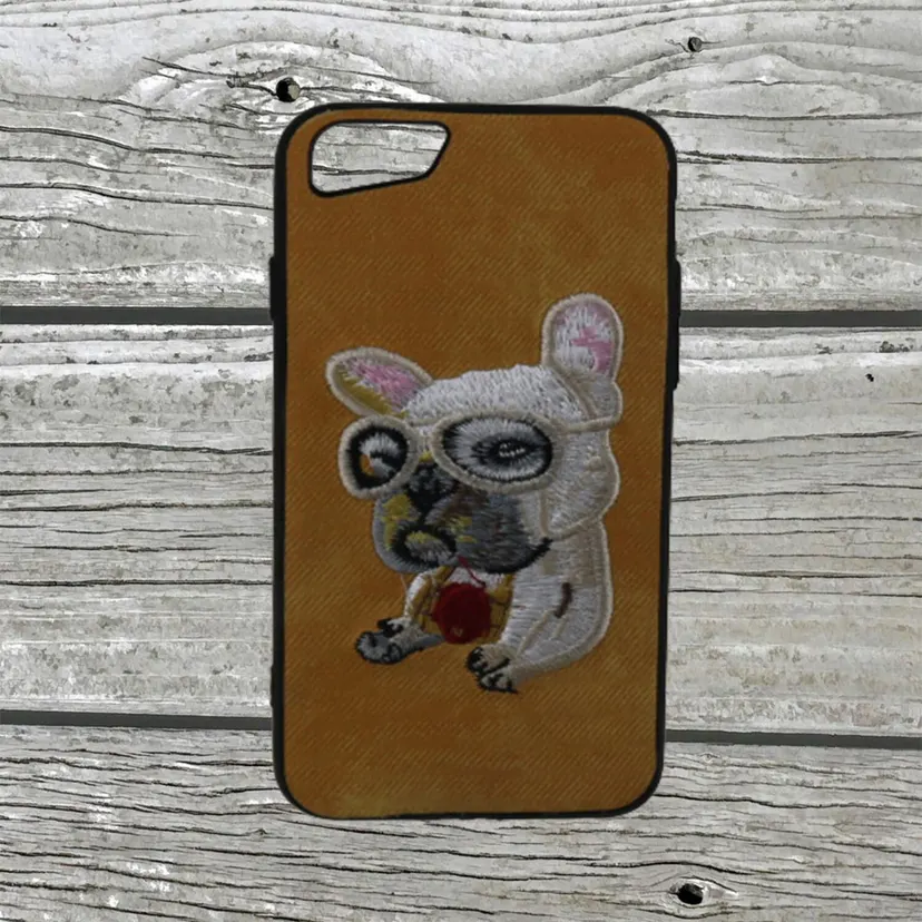 Embroidery Case for Apple iPhone 6 or iPhone 6S Silicon-Rubber Edge Back
