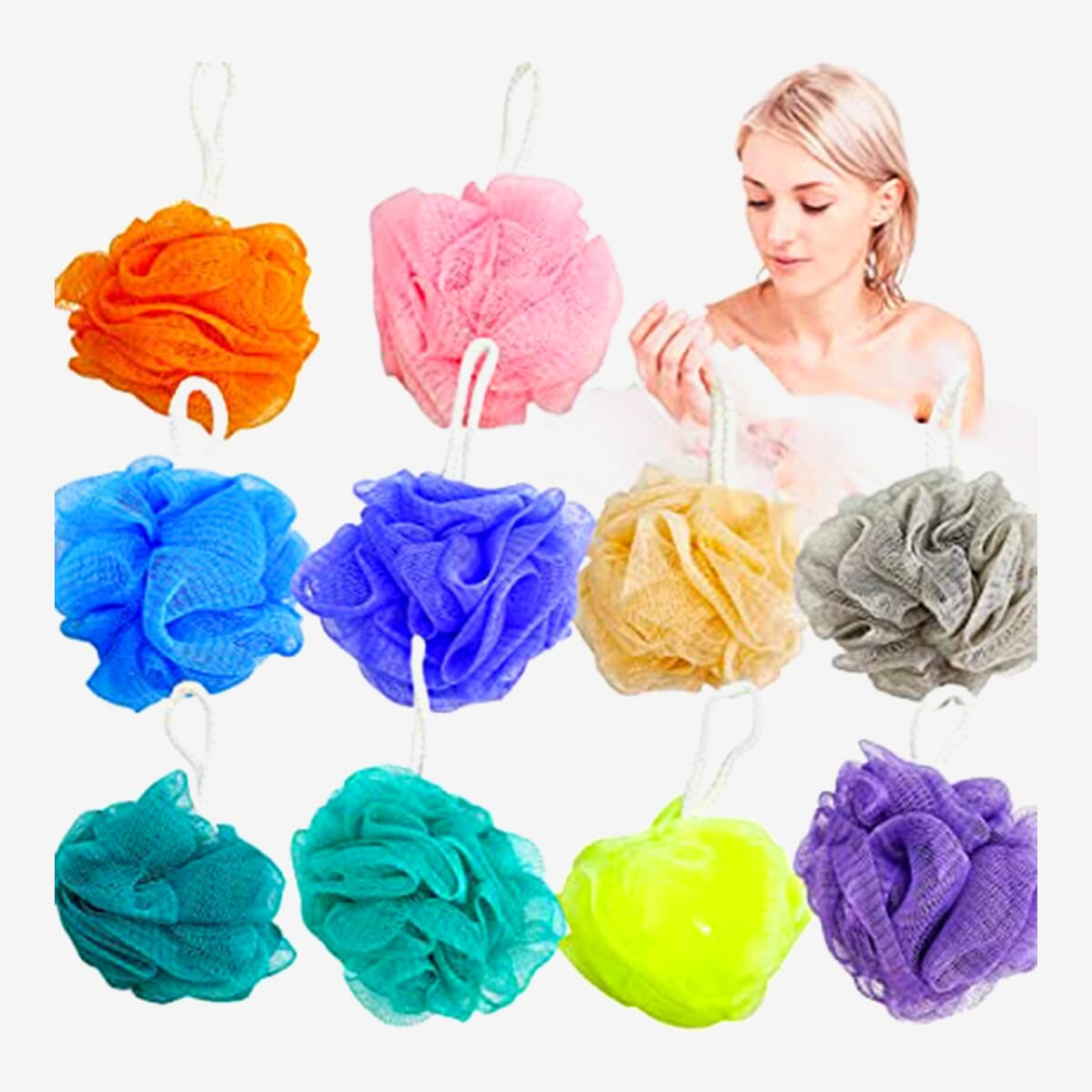 Exfoliating Bath Shower Mesh Ball Scrubber Sponge - Color May Vary