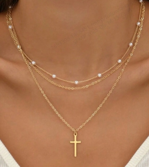 Pearl Love Necklace Versatile Pearl Multi-layer Pendant Clavicle Chain Women's Retro Multi-layer Stacked Necklace