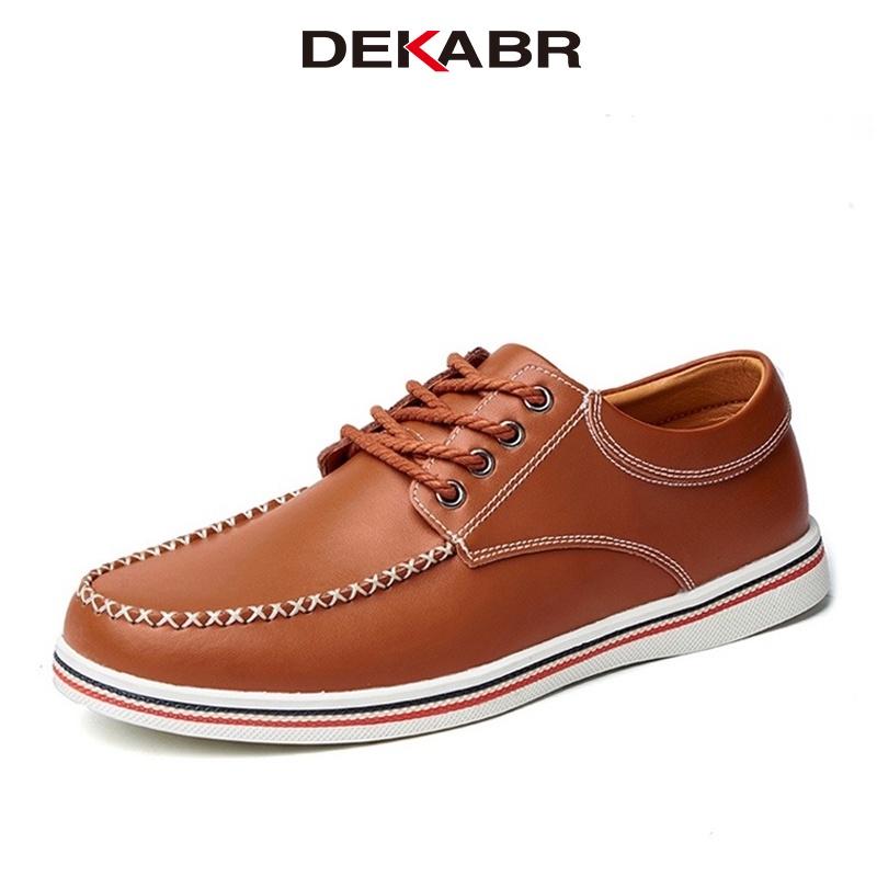 DEKABR New Fashion Men's Casual Shoes Split Hide Men Shoes Hand-Sewn High Quality Basic Working Shoes Big Plus Size 46-47