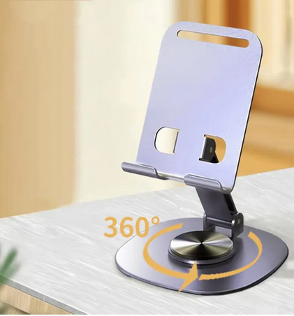 Foldable Metal Phone Stand Fully Adjustable 360 Degree Rotating Desk Holder for Phones || Sold By Time Plaza
