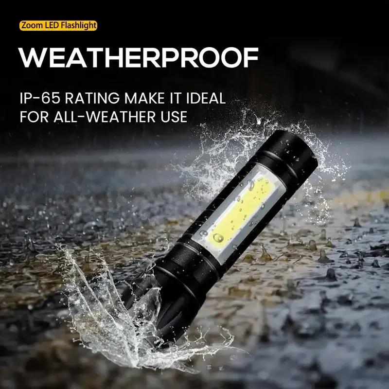 Fashion Rechargeable Flashlight TYPE-C Portable Emergency Lamp ABS Built-in Battery Strong Light Torch Camping Fishing LED Flashlight
