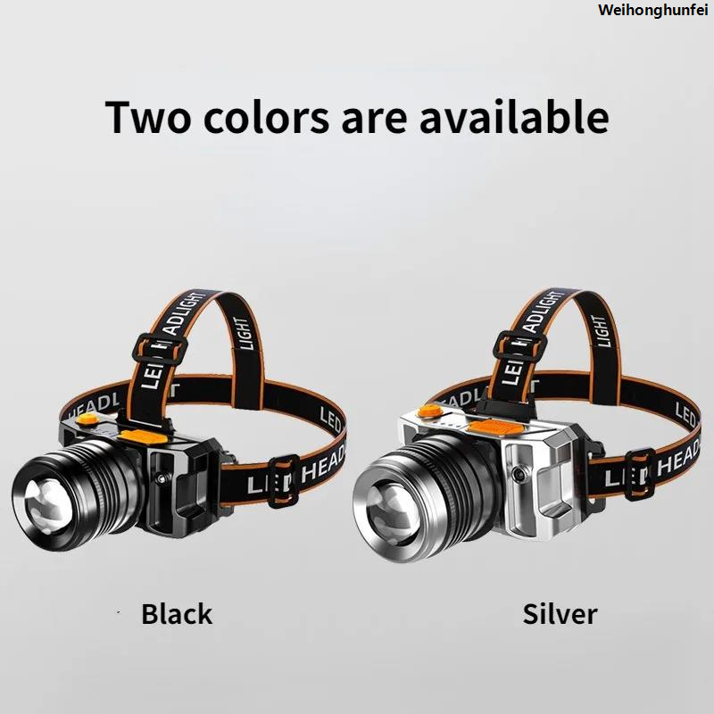 Weihonghunfei2025 NEW Induction Headlight Led Strong Light Super Bright Outdoor Fishing Light Zoom Rechargeable Miner's Lamp Head-mounted Flashlight Portable