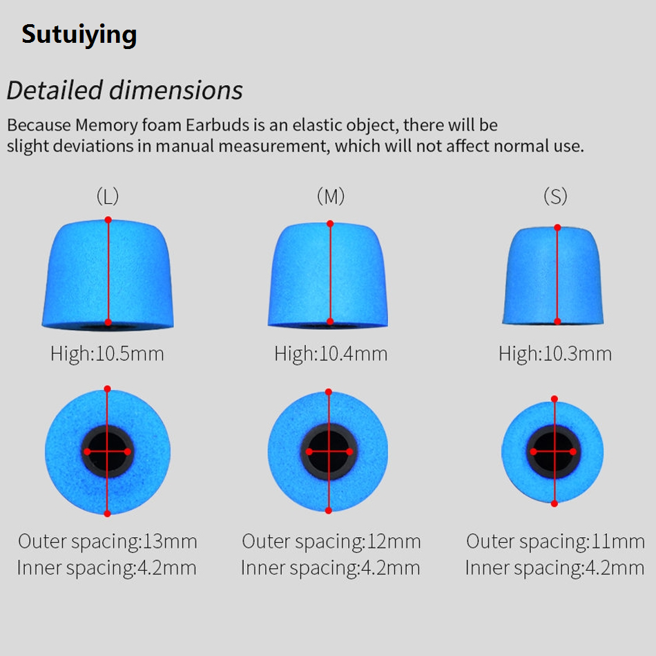 Sutuiying KZ 6 PCS Sound Insulation Noise Cancelling Memory Foam Luxury Earbuds Kit for All In-ear Earphone, Size: L M S
