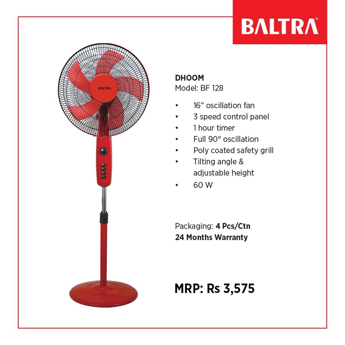 Baltra Dhoom Stand Fan With Timmer And Heavy Base