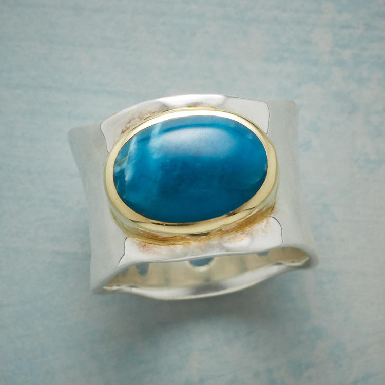 【Recently popular】Jewelry fashion smooth blue turquoise ring female personality geometric oval gemstone ring men