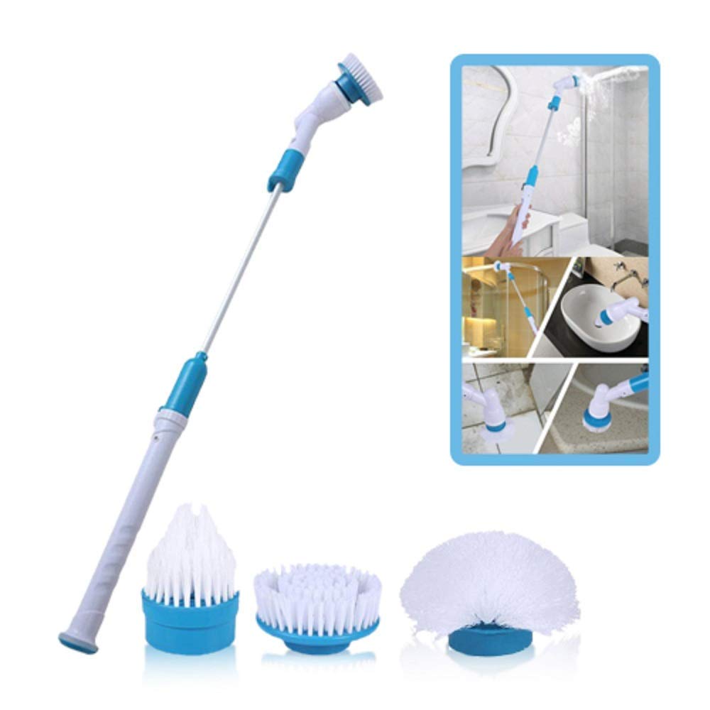 Shoppoint Electric Spin Scrubber | Multi Purpose Power Cleaner with 3 Brush Heads Extension Arm Bathroom Tile Floor Tub Cleaning Tool