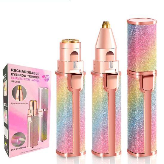 2 In 1 USB Rechargeable Operated Eyebrow and Facial Trimmer with light Hair Remover for Women