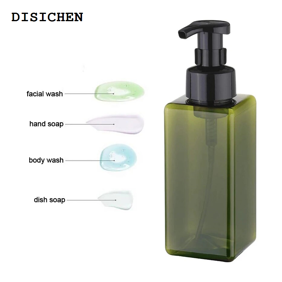 DISICHEN Hot Selling 250/450/650ml Refillable Soap Dispenser Bottle Square Liquid Lotion Shampoo Dispenser Bathroom Shower Foaming Empty Bottle