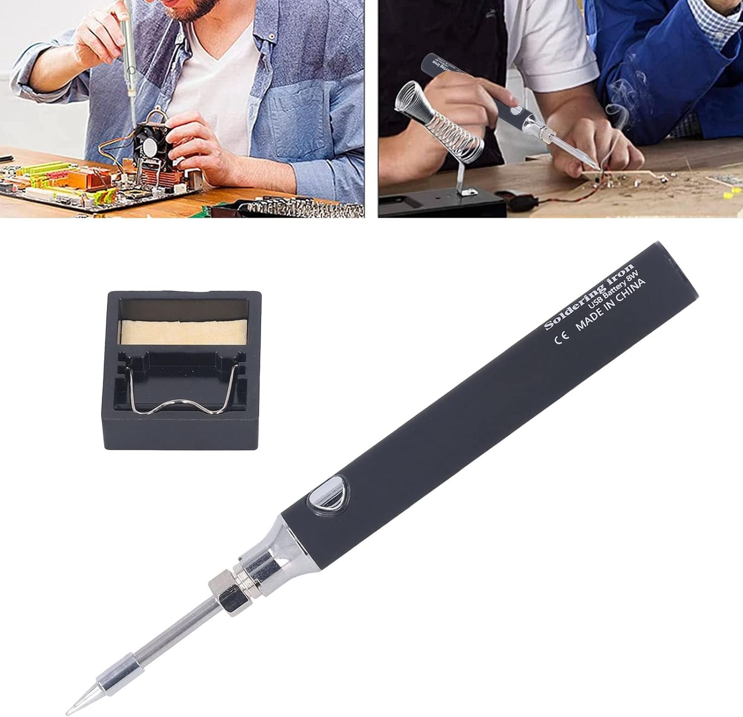 Shoppoint-Cordless Soldering Iron Kit - USB Rechargeable Soldering Iron with 3 Temperature Adjustable 330℃-450℃ LED Light Display, Portable Soldering Irons Kit, Battery Powered Soldering Tools Fast Heating Safe