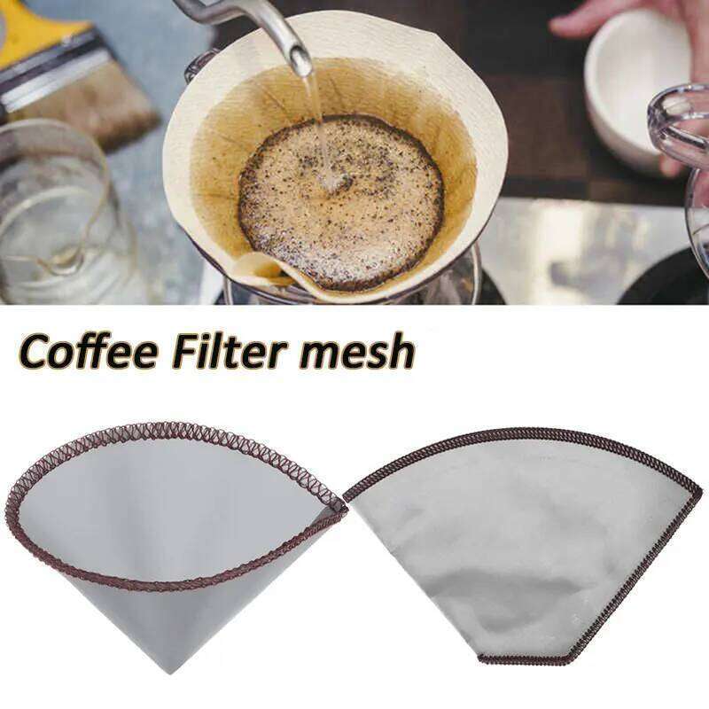 Reusable Pour Over Stainless Steel Fine Mesh Drip Cone Paperless Universal Coffee Filter