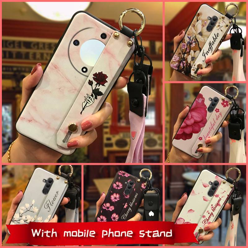 Dirt-resistant Flower Phone Case For Honor X9a 5G/Magic5 Lite Anti-dust ring Wristband Durable Silicone Shockproof