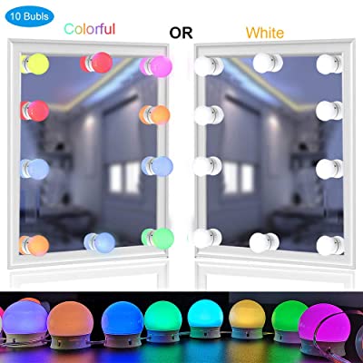 Vylon RGB - LED Bulb Mirror Lights Vanity Mirror Lamp Kit Lens Headlight Bulbs Kit (10 Bulbs) for Makeup Dressing Table Lighting Strip Hollywood Style-KS