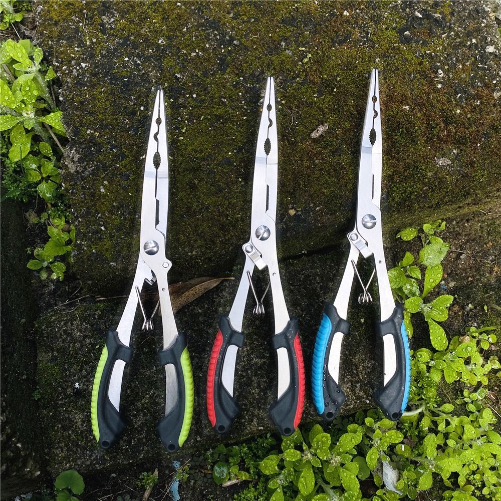 Hook Remover Line Cut Fishing Pliers with Rubber Handle Multi-functional Fish Mouth Pliers Hook Stainless Steel Long-billed Luya Pliers Outdoor Camping