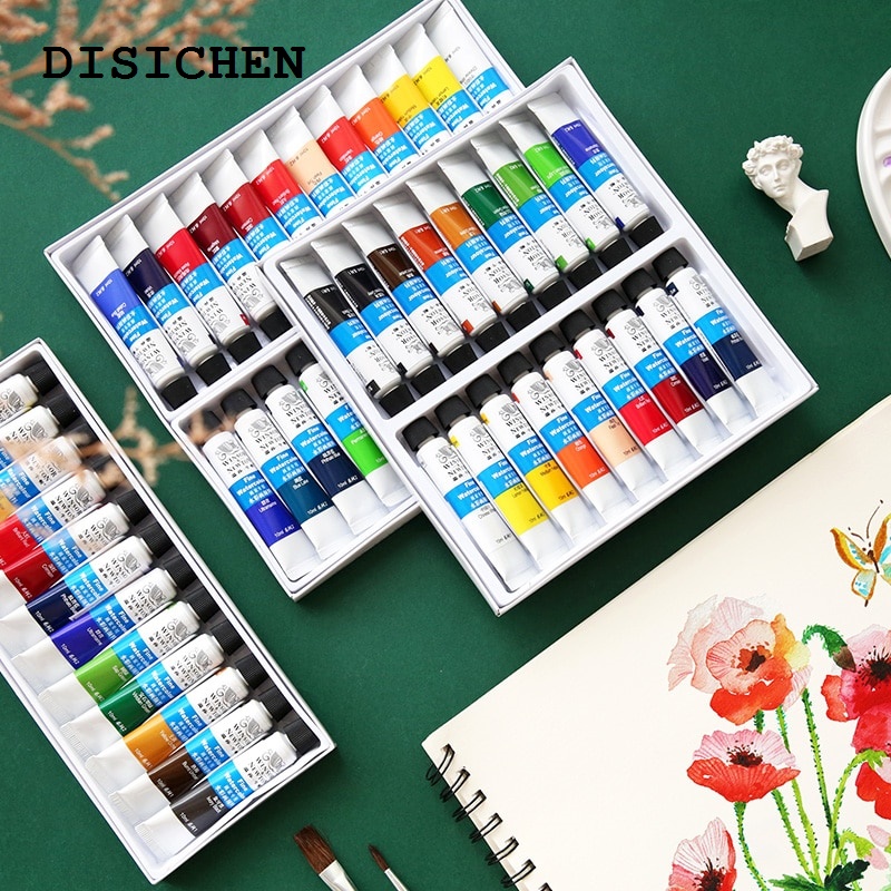 DISICHEN New Winsor Newton 12/18/24Color Professional Watercolor Paint Premium Water Color Pigment for Artist Painting Drawing Art Supplies