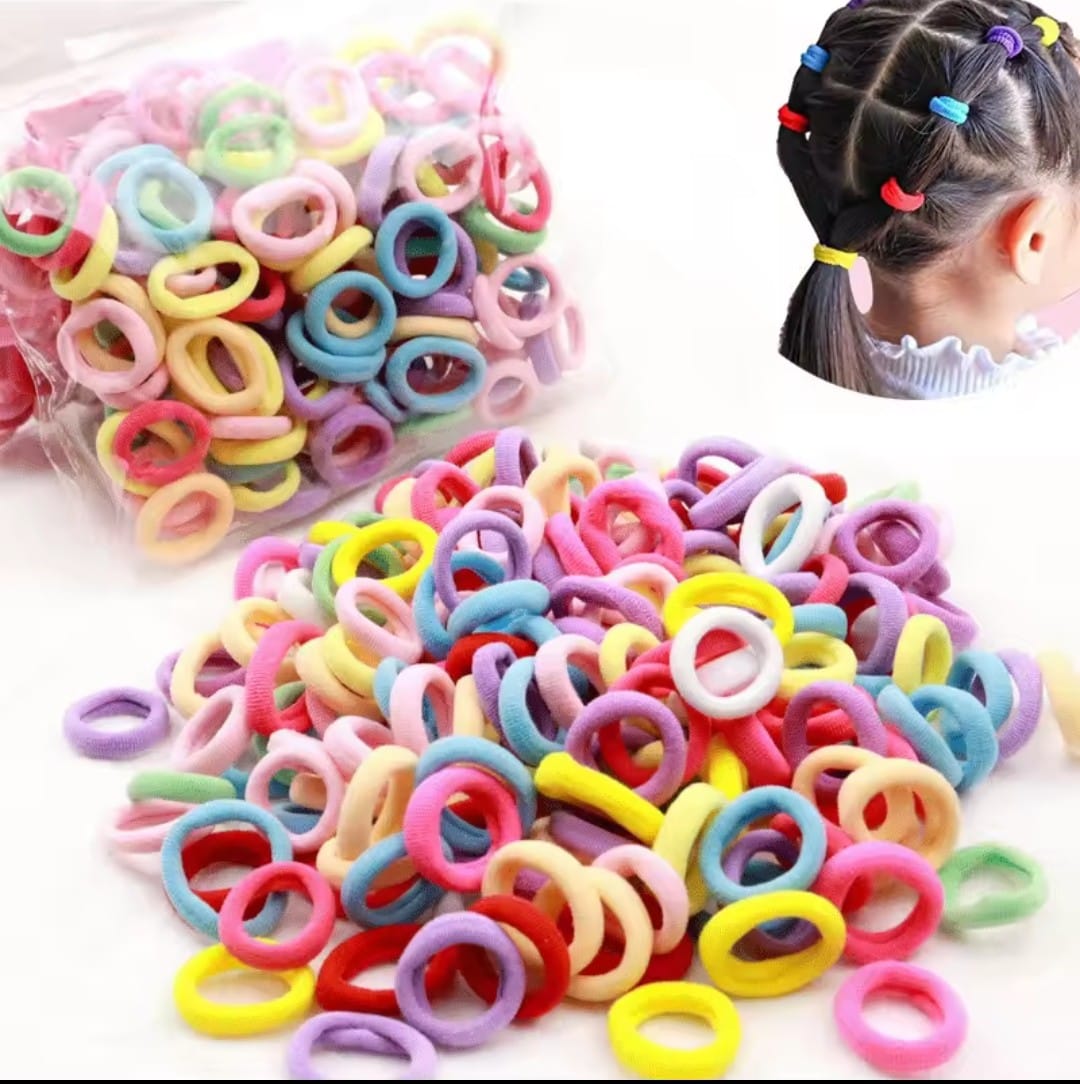 100PCS Colorful Basic Nylon Ealstic Hair Band Kids Girls Ponytail Holder Ties Scrunchie Mini Headwear Rubber Bands Hair Rope