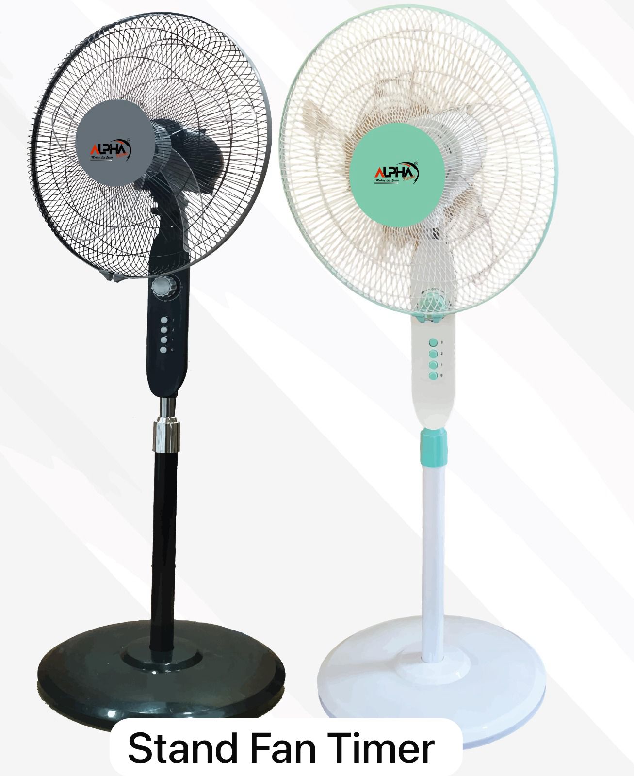 ALPHA HOME 16 Inch 5 Blade Stand Fan - Timer Function | Powerful Airflow