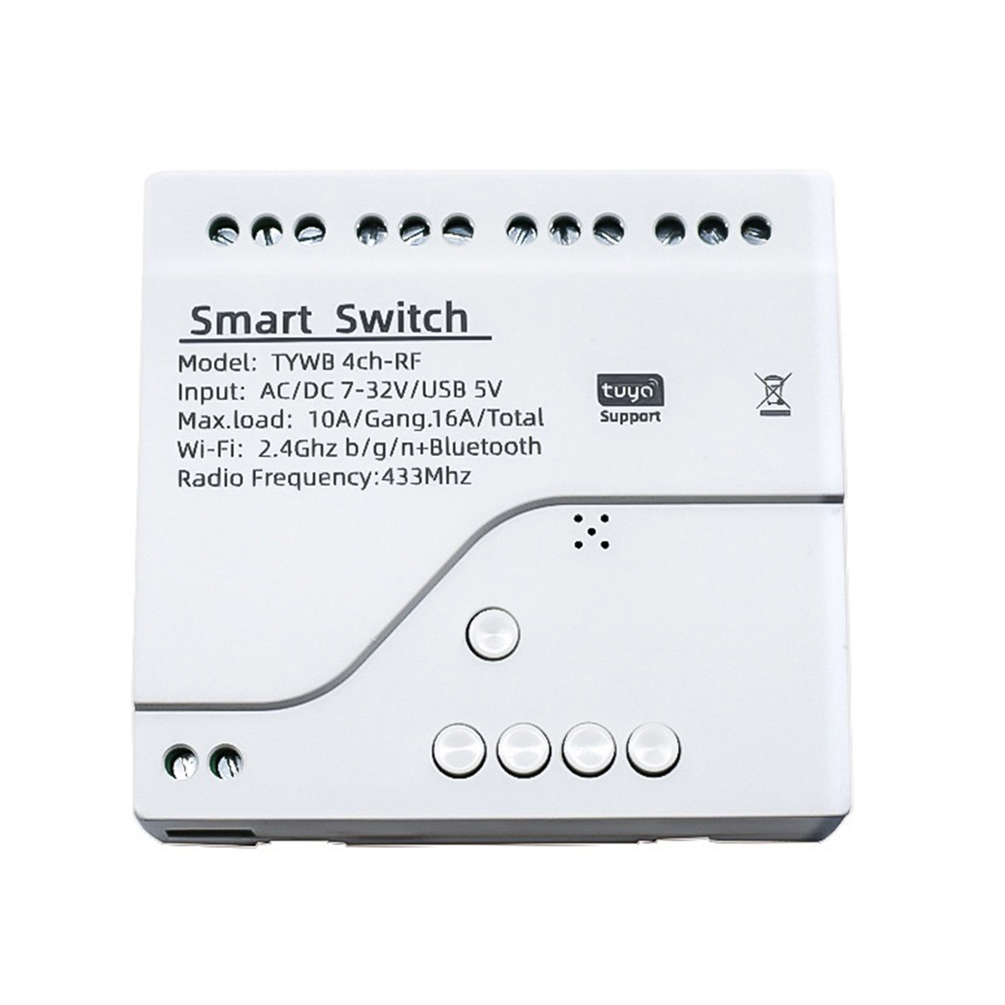 2X Tuya Smart Wifi Motor Switch Module RF 433 Radio Remote Control 4CH Inching Relay for Alexa , 4CH AC85-250V