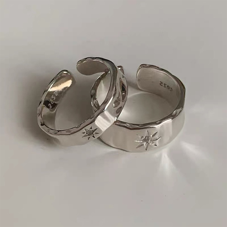 are low- Now don't beslow】Irregular Star Mans Metal Opening Ring Female Niche Design Retro Personality All-match Ring Ring
