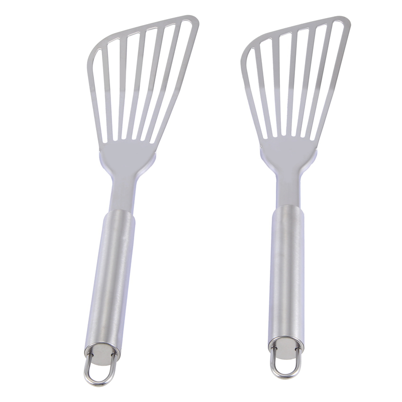 NAMUNY Fish Spatula, 2 Pack Stainless Steel Fish Turner 12.5 Inch Kitchen Cookie Spatula with Brushed Stainless Handle