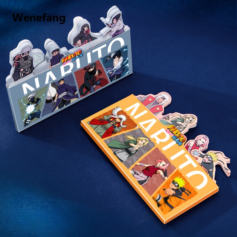 Wenefang 120 Sheets/Pack NARUTO Cartoon Sticky Notes Set - 4 Different Portable Shapes - Perfect Stationery for Anime Lovers
