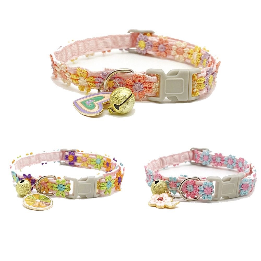 New With Bell Pendant Pet Collar Candy Color Safety Cat Necklace Adjustable Delicate Pet Accessories Dog