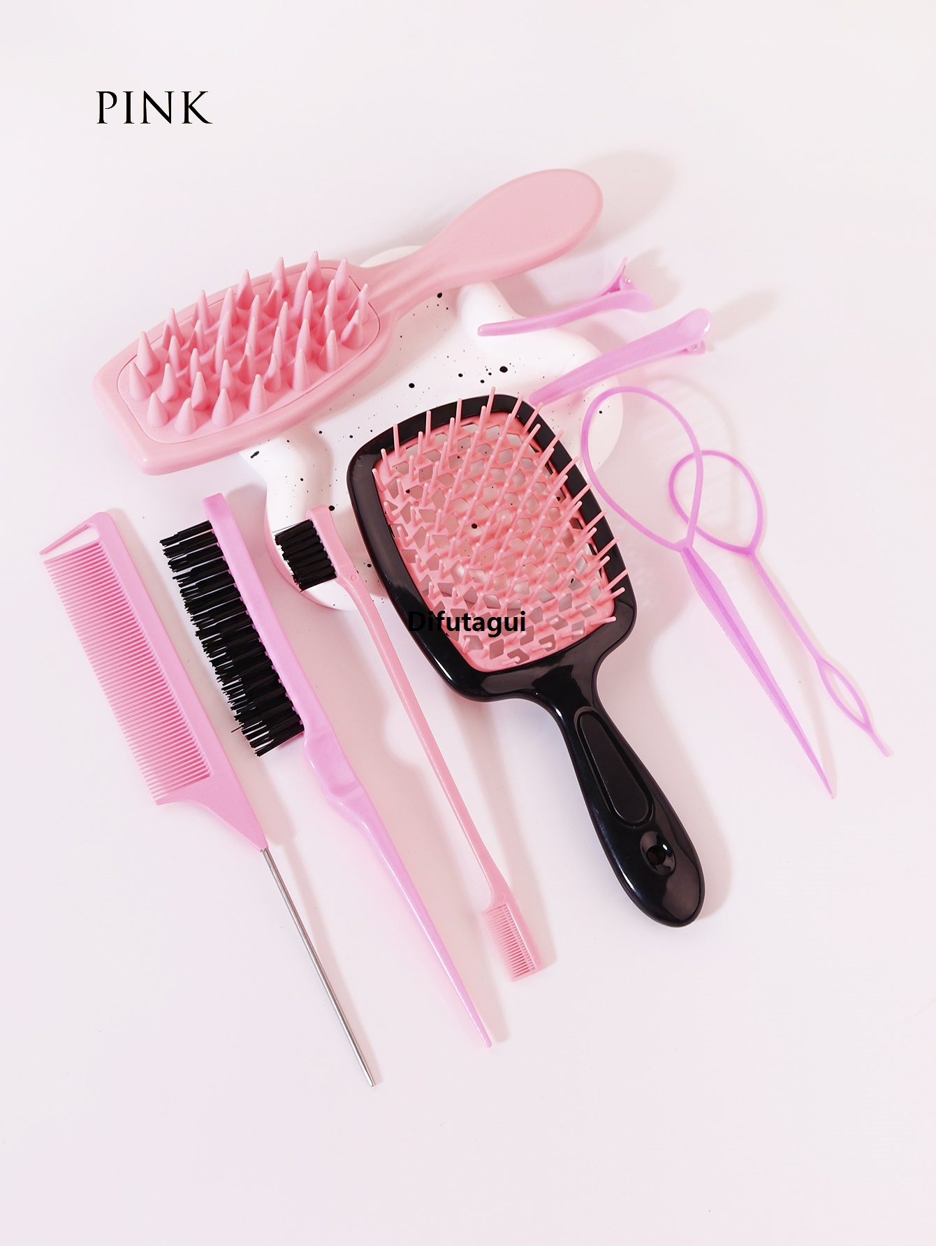 Difutagui Salon home, tool hairtail, comb massage, modeling piece Hot Selling set modeling 9, scalp duckbill clip, wet and dry,