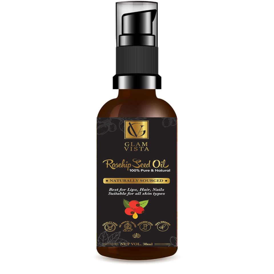 Glam Vista Rosehip Seed Oil For Skin, Lips, Hair, Nails 30ml