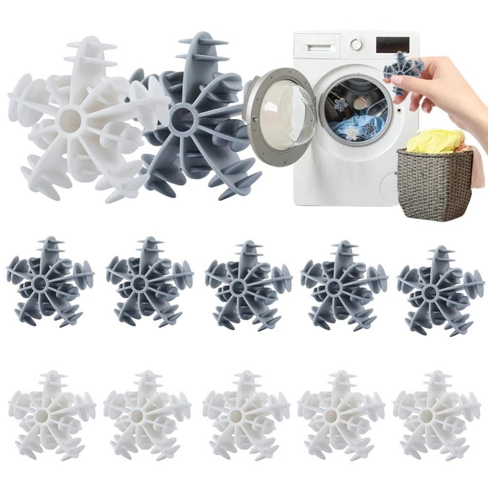 4Pcs Practical Silicone Snowflake Laundry Balls Anti-Winding Reusable Booster Cleaning Wash Ball Accelerated Water Flow White Hair Remover Ball for Home