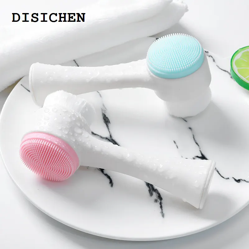 DISICHEN 2025 New Face Cleaning Massage Brushes Face Wash Product Skin Care Tool Double Side Silicone 3D Face Cleansing Brush Portable