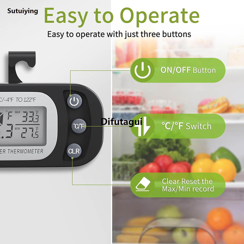 Difutagui Sutuiying Electric Digital Thermometer Hygrometer Profesional Hot Selling with Hook for Refrigerator and Freezer