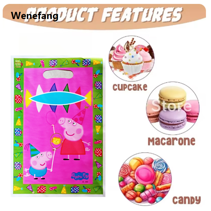 Wenefang Peppa Pig Gift Bags Birthday Party Decoration Page Goody Biscuit 【2025 Version】 Package Candy Bag Baby Shower Kids Boy Gifts Party Supplies