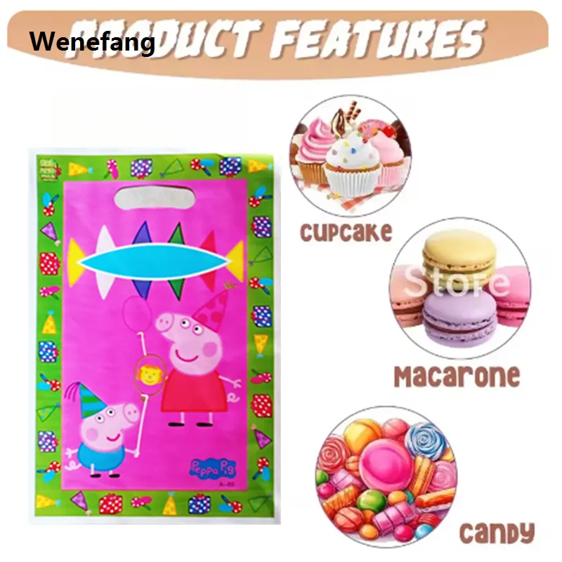 Wenefang Peppa Pig Gift Bags Birthday Party Decoration Page Goody Biscuit 【2025 Version】 Package Candy Bag Baby Shower Kids Boy Gifts Party Supplies