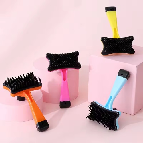 Pet Slicker Brush | For Cat Puppy Dog | With Push Button Self Cleaning Function - Small Size
