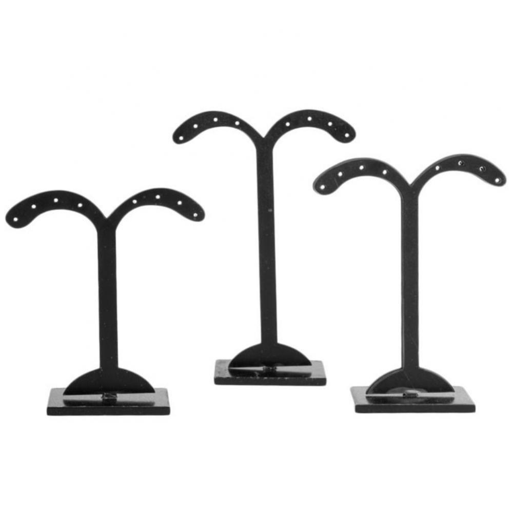 3 Piece Black Acrylic Earring Display Stand Set