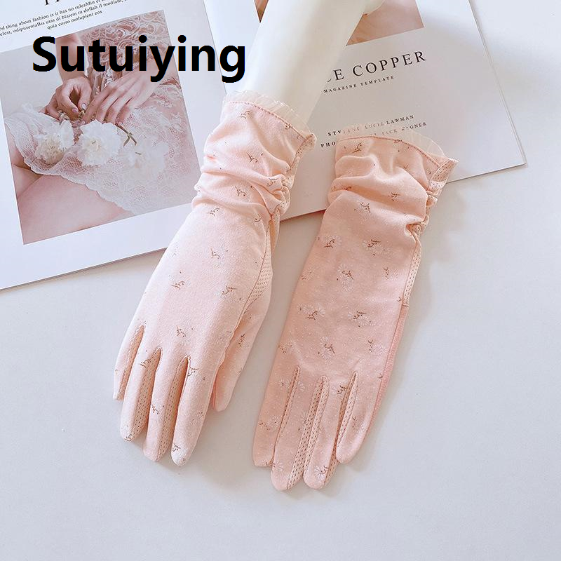 Sutuiying Spring/Summer Sunscreen And UV Protection Split Finger Gloves Thin Medium And Long Pure Driving And Riding Anti Slip Gloves Runrui